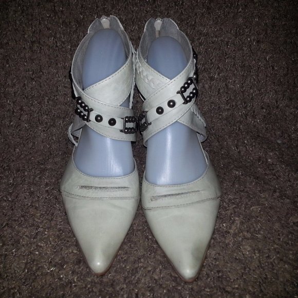 SPIRAL-Beige Leather Open Cowboy Booties-Back Zip-Gorgeous Details-SZ 39-NWOB - Picture 3 of 7